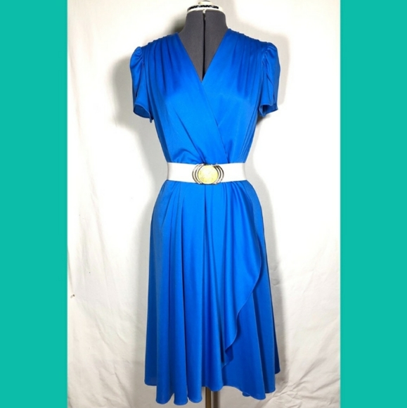 Alison Peters Dresses & Skirts - CLOSEOUT Vintage style Caribbean blue wrap dress